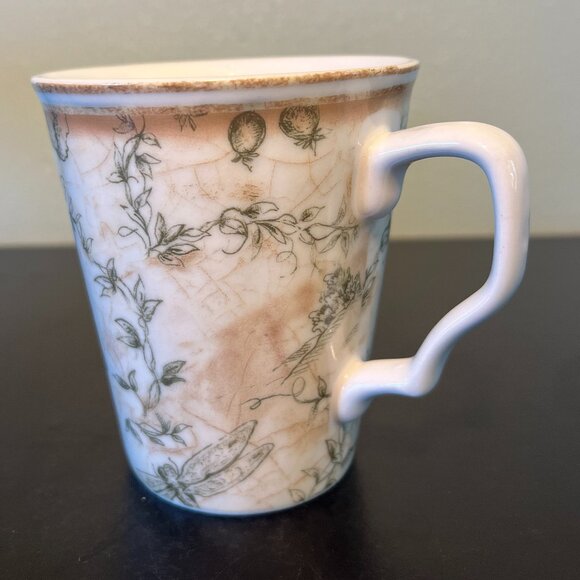 222 Fifth FLORAL TOILE  ~ Kathryn White / Art in Motion / Tapered Porcelain Cup - Picture 10 of 14